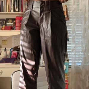A new day brown faux leather straight leg pants